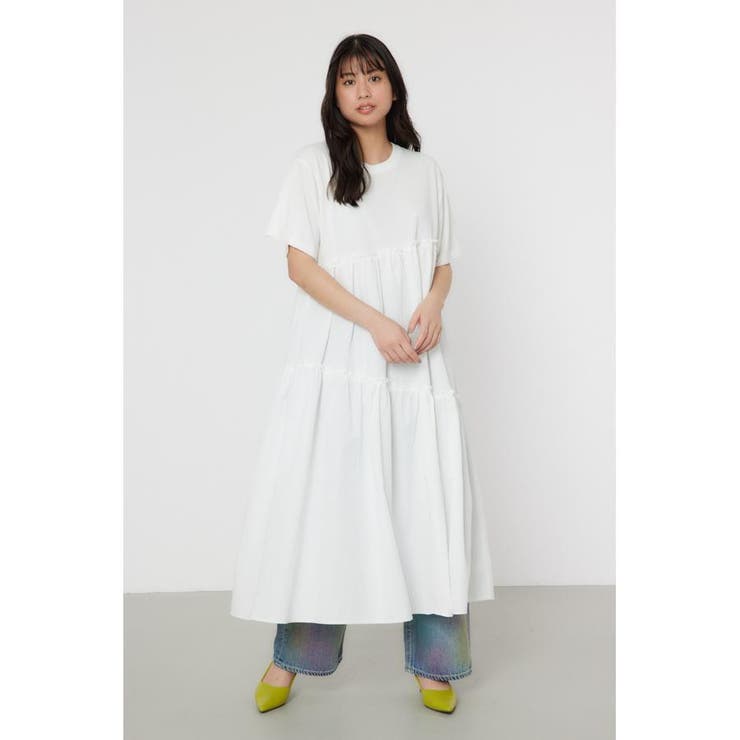 O/WHT1 | ピグメントギャザードッキングワンピース | RODEO CROWNS WIDE BOWL