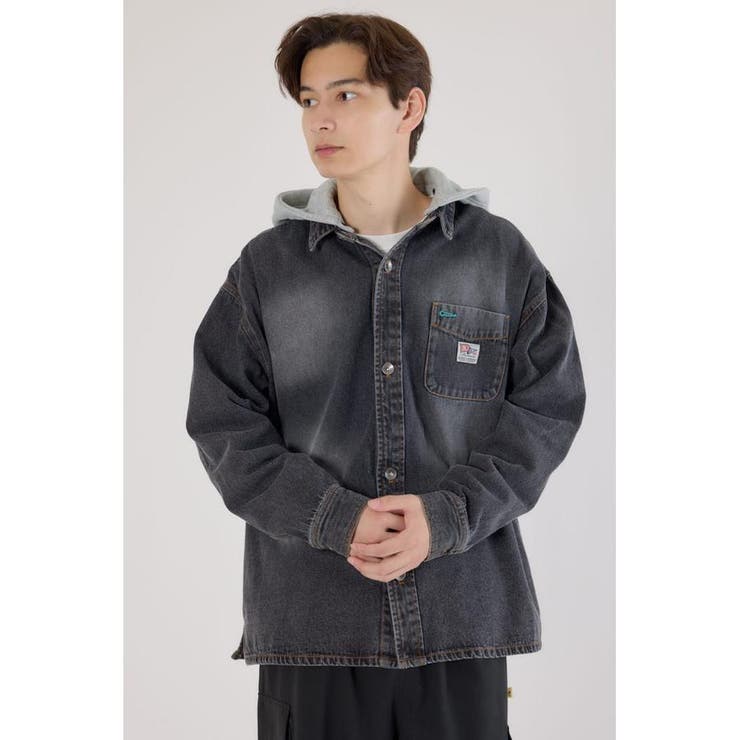 BLK | フーデッドデニムシャツジャケット | RODEO CROWNS WIDE BOWL