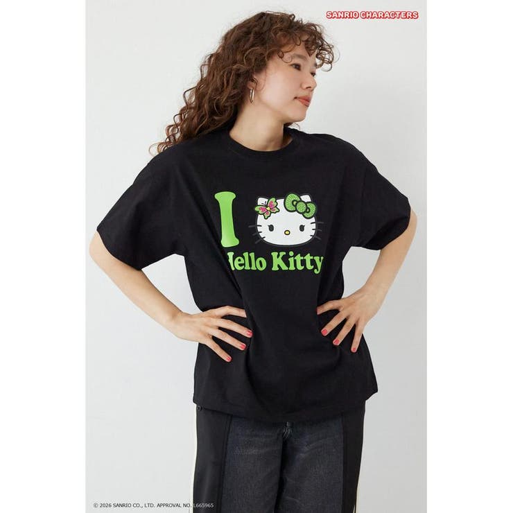BLK | (HELLO KITTY) Face Tシャツ | RODEO CROWNS WIDE BOWL