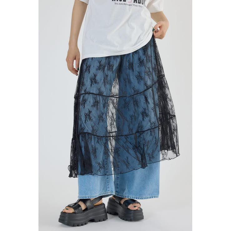 BLK | レースティアードスカート | RODEO CROWNS WIDE BOWL