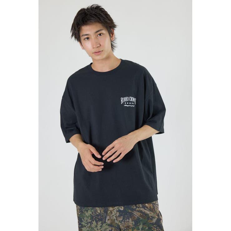 BLK | カモフラアップリケTシャツ | RODEO CROWNS WIDE BOWL