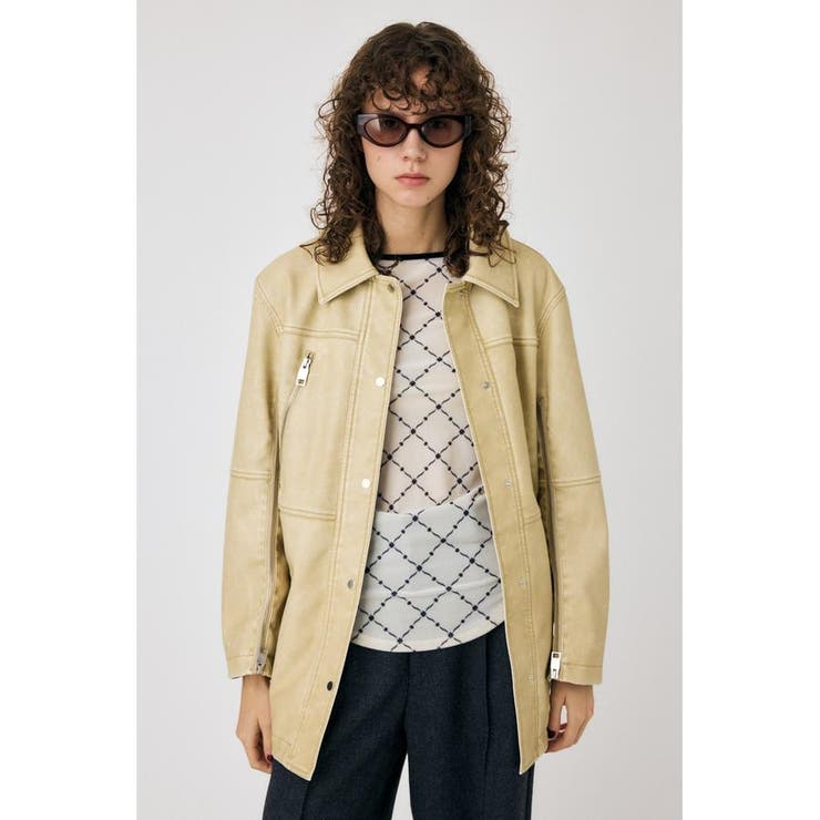 BEG | AGED F/LEATHER MIDDLE ジャケット | MOUSSY OUTLET