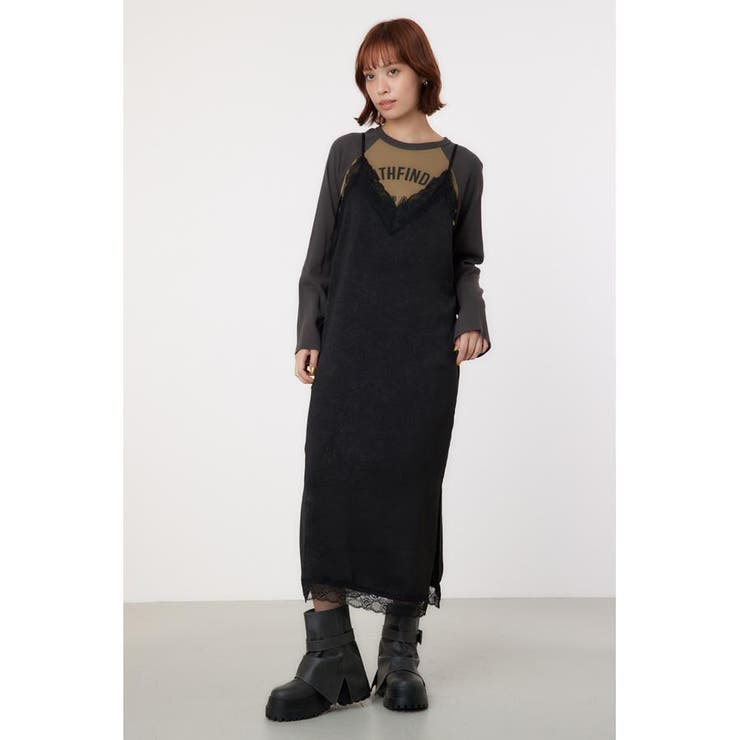 BLK | サテンレースキャミワンピース | RODEO CROWNS WIDE BOWL