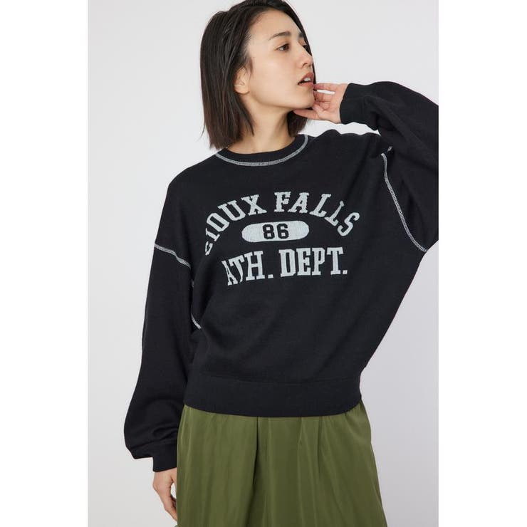 配色ステッチカレッジニットトップス | RODEO CROWNS WIDE BOWL | 詳細画像1 