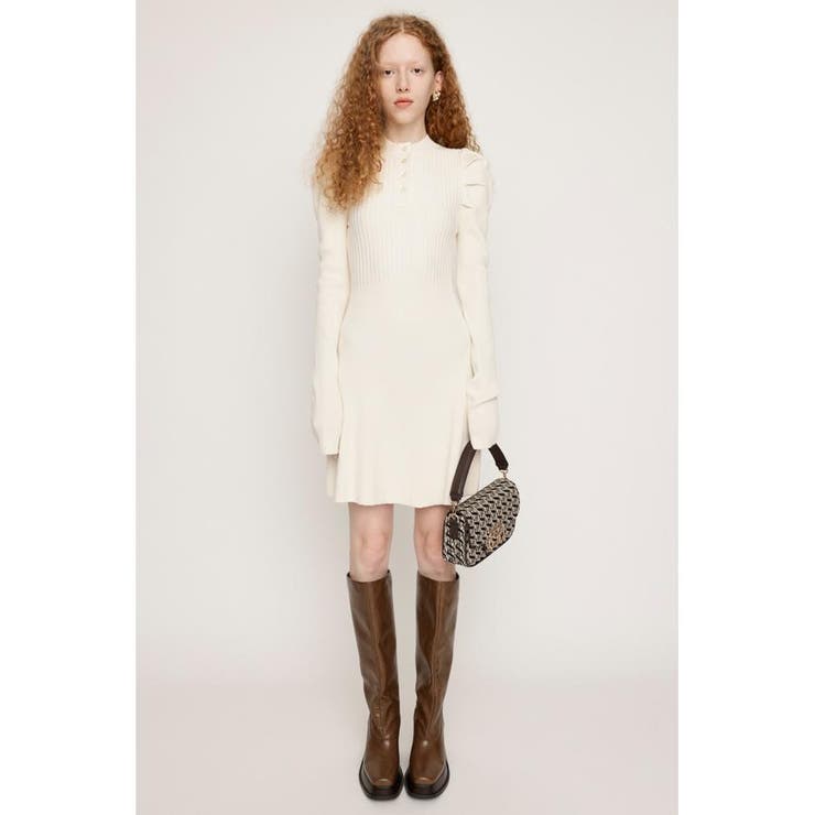 IVOY3 | TUCK SLEEVE FLARE KNIT ショートワンピース | SLY OUTLET