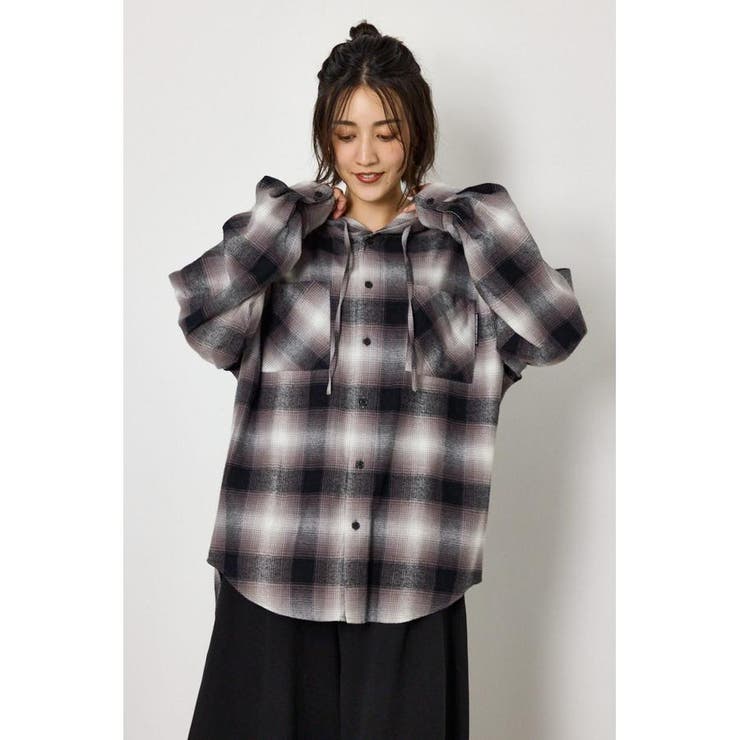 柄BLK5 | フーディーチェックシャツ | RODEO CROWNS WIDE BOWL