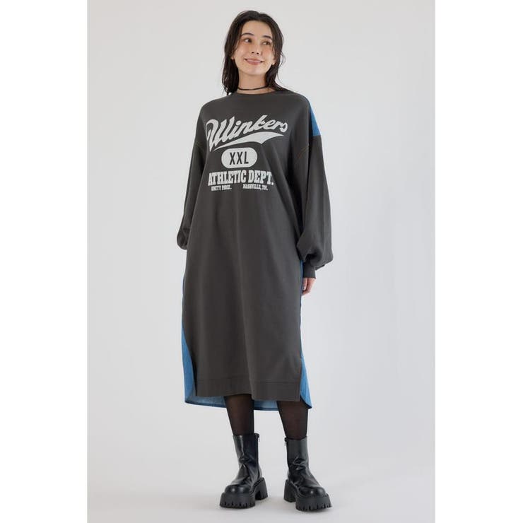 C.GRY | デニム切替スウェットワンピース | RODEO CROWNS WIDE BOWL