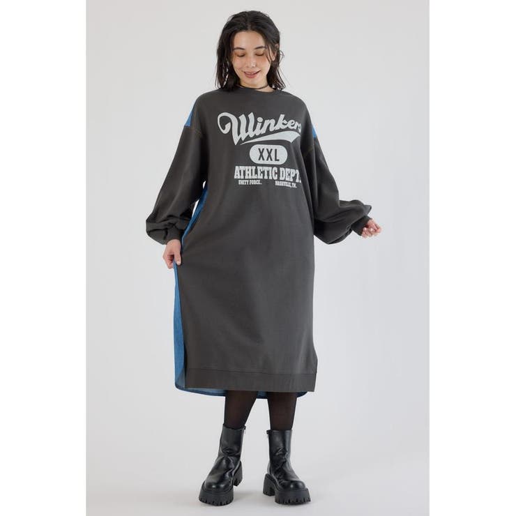 デニム切替スウェットワンピース | RODEO CROWNS WIDE BOWL | 詳細画像1 