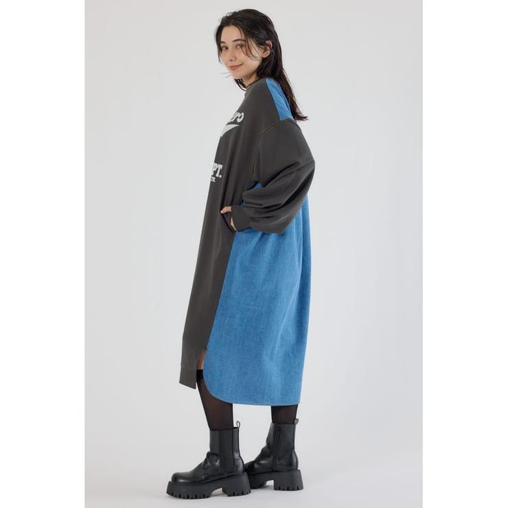 デニム切替スウェットワンピース | RODEO CROWNS WIDE BOWL | 詳細画像3 