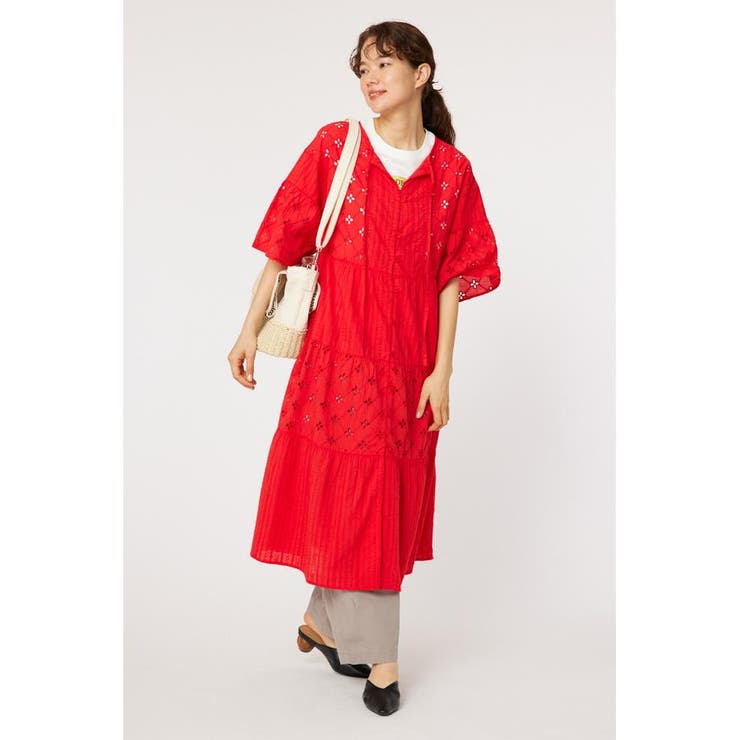 RED | カットワークレースワンピース | RODEO CROWNS WIDE BOWL