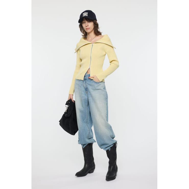 BIG COLLAR ZIP UP ニットトップス | MOUSSY OUTLET | 詳細画像9 