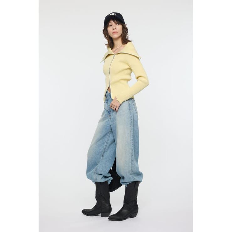 BIG COLLAR ZIP UP ニットトップス | MOUSSY OUTLET | 詳細画像10 