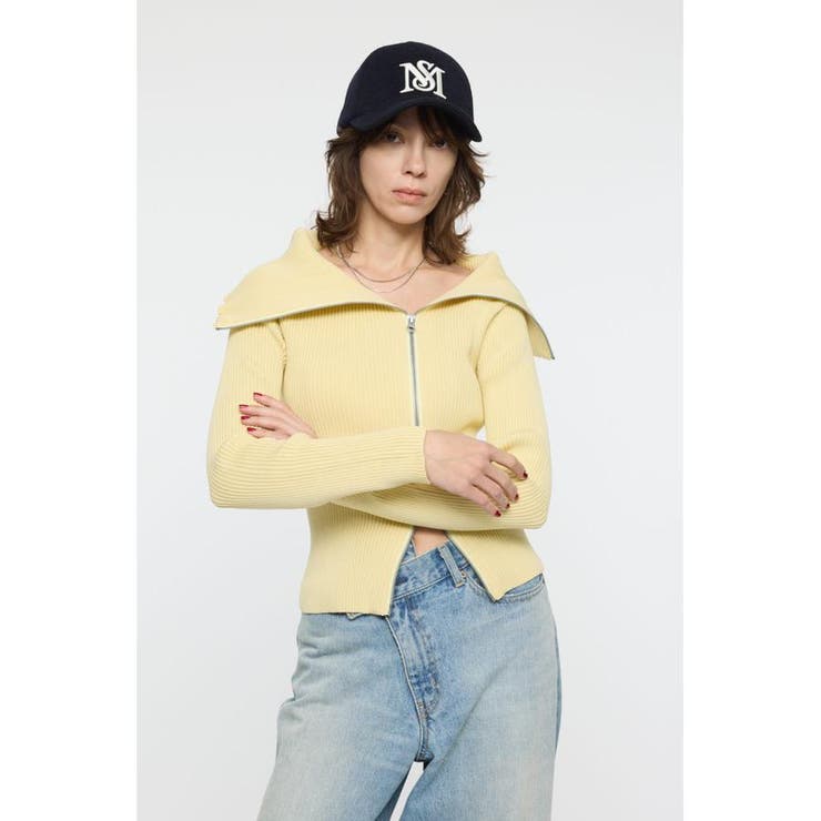 BIG COLLAR ZIP UP ニットトップス | MOUSSY OUTLET | 詳細画像12 