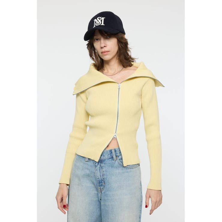 BIG COLLAR ZIP UP ニットトップス | MOUSSY OUTLET | 詳細画像13 