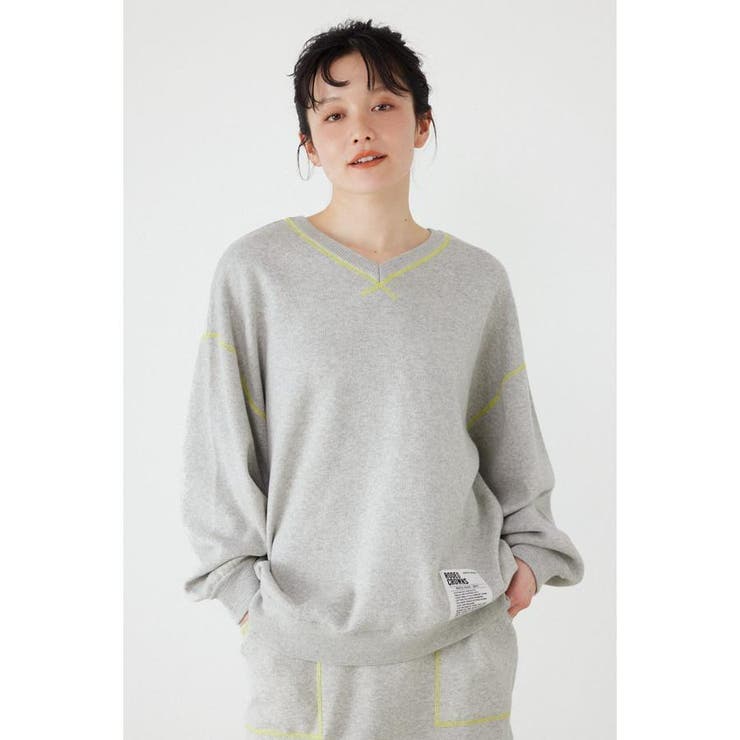 L/T.GRY1 | スウェットライク2wayネックニットトップス | RODEO CROWNS WIDE BOWL