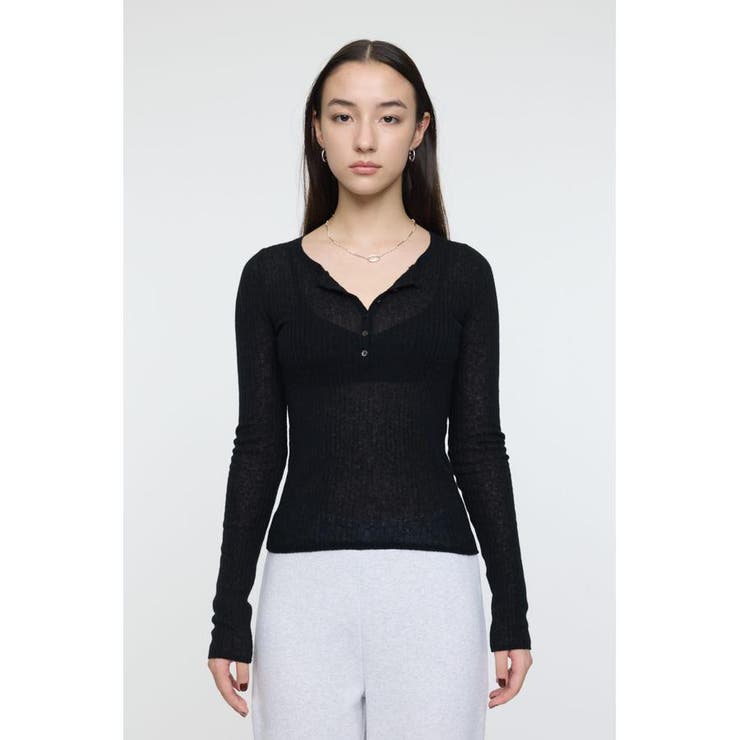 SHEER HENRY NECK ニットトップス | MOUSSY OUTLET | 詳細画像10 