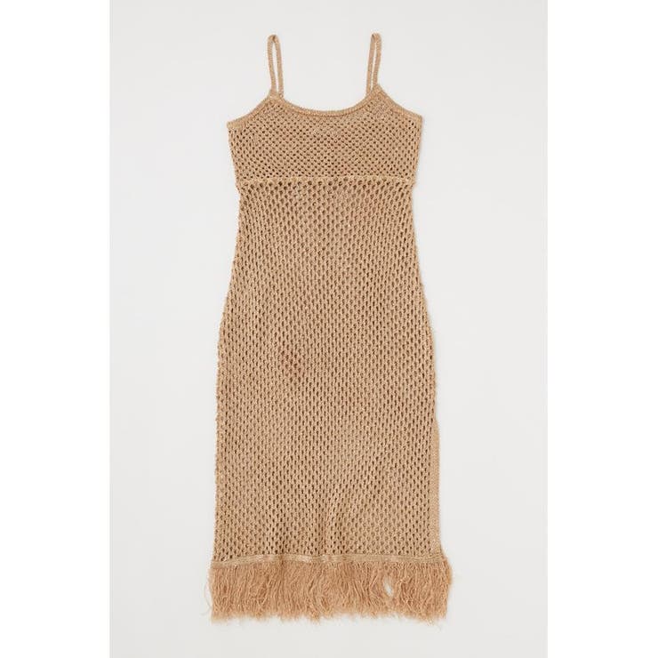 BEG | MESH FRINGE ニットドレス | MOUSSY OUTLET
