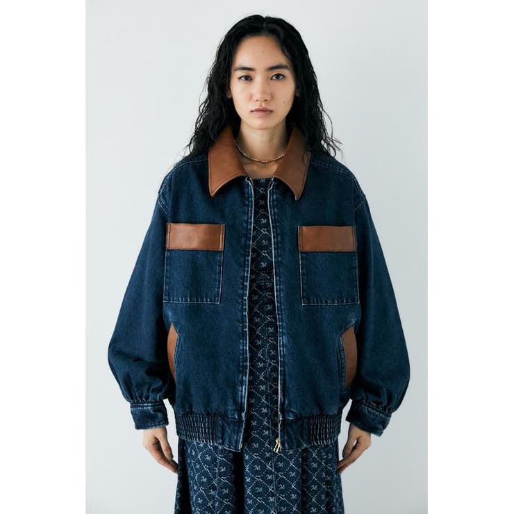 F／LEATHER COLLAR DENIM ジャケット[品番：BJLW0021193]｜MOUSSY 