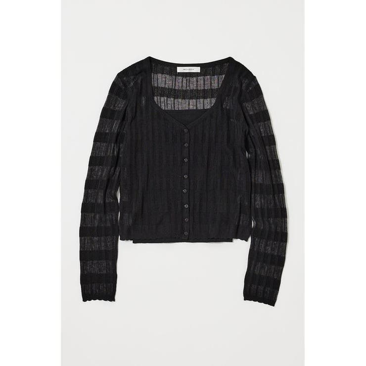 BLK | SHEER BORDER カーディガン | MOUSSY OUTLET
