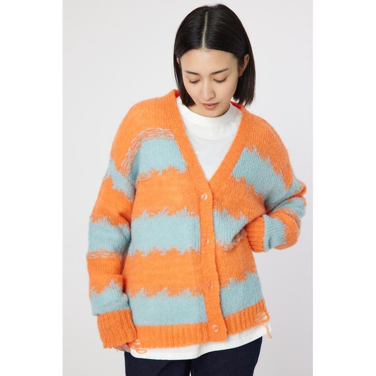 柄ORG5 | Grunge Border Knit カーディガン | RODEO CROWNS WIDE BOWL