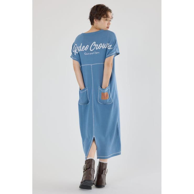 BLU | 配色ステッチニットコンビワンピース | RODEO CROWNS WIDE BOWL