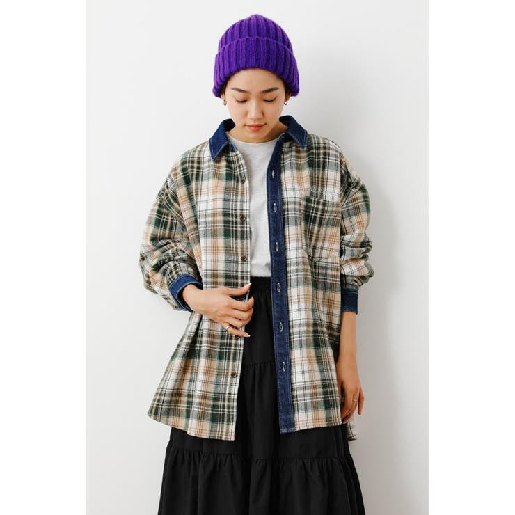 柄KHA5 | （WEB限定）Denim パッチ ドッキングシャツWL | RODEO CROWNS WIDE BOWL