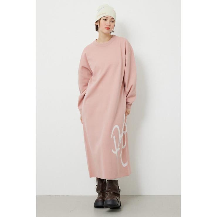 L/PNK1 | マキシロゴニットワンピース | RODEO CROWNS WIDE BOWL