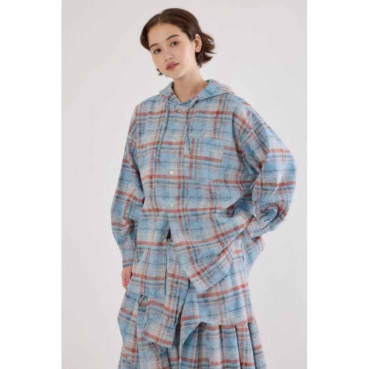 柄BLU5 | ヴィンテージチェックフードシャツ | RODEO CROWNS WIDE BOWL