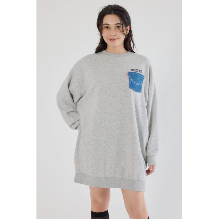 L/T.GRY1 | グランジロゴデニムアップリケワンピース | RODEO CROWNS WIDE BOWL