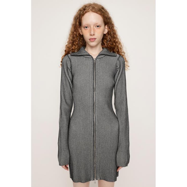 GRY | FRONT ZIP BI COLOR ショートワンピース | SLY OUTLET