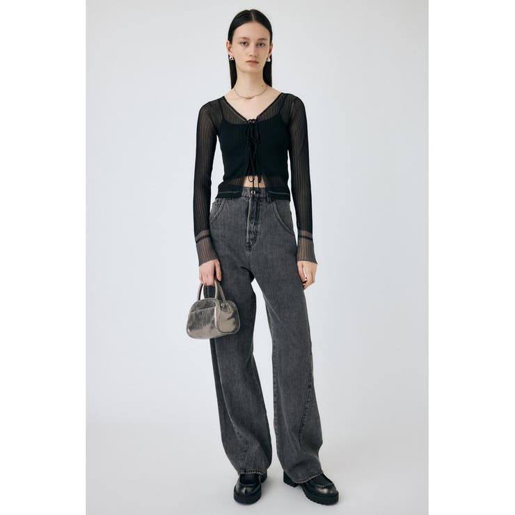 FRONT TIE シアーカーディガン | MOUSSY OUTLET | 詳細画像1 