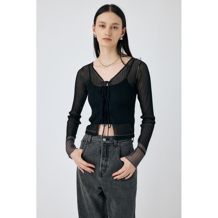 FRONT TIE シアーカーディガン | MOUSSY OUTLET | 詳細画像4 