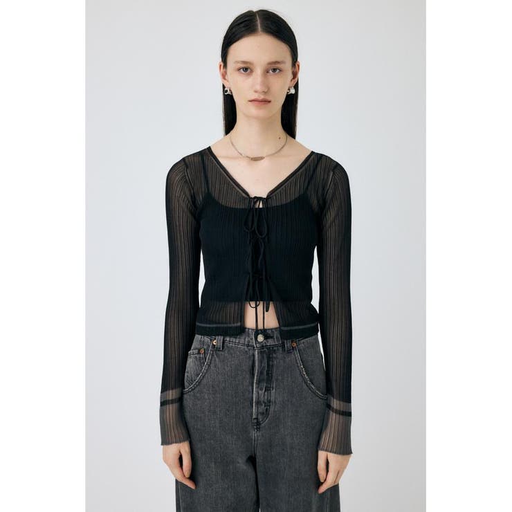 FRONT TIE シアーカーディガン | MOUSSY OUTLET | 詳細画像5 