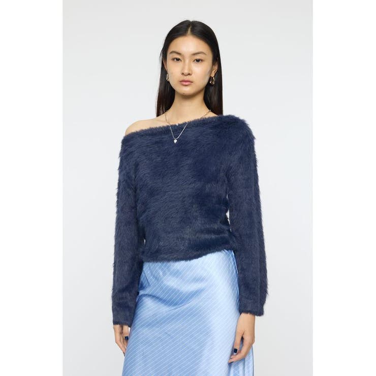 NVY | FAUX FUR KNIT CROP トップス | MOUSSY OUTLET