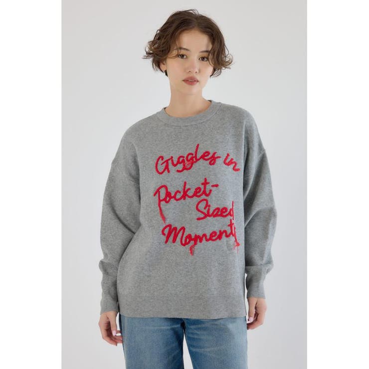 Frayed Lettering ニットトップス | RODEO CROWNS WIDE BOWL | 詳細画像13 