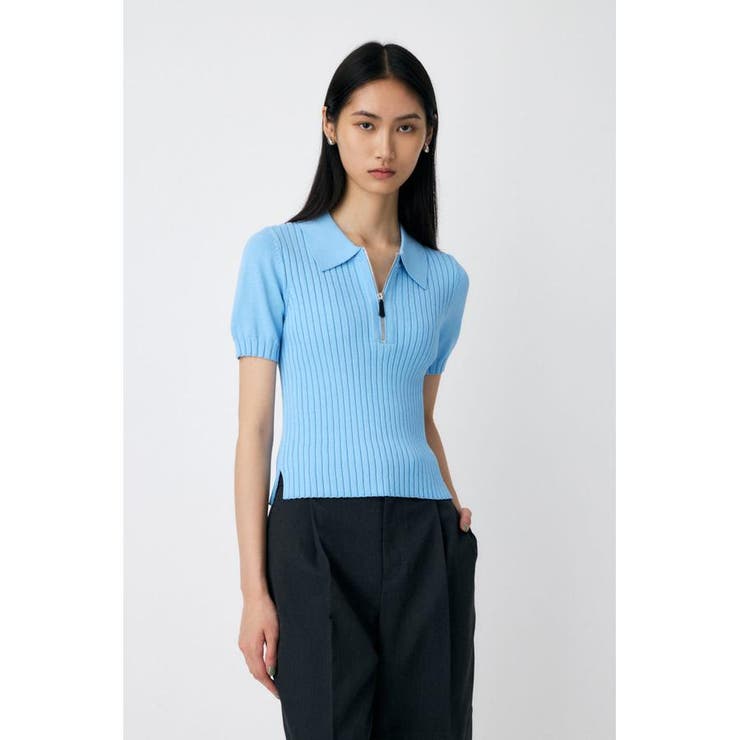 L/BLU1 | HALF ZIP CLASSIC ポロ トップス | MOUSSY OUTLET