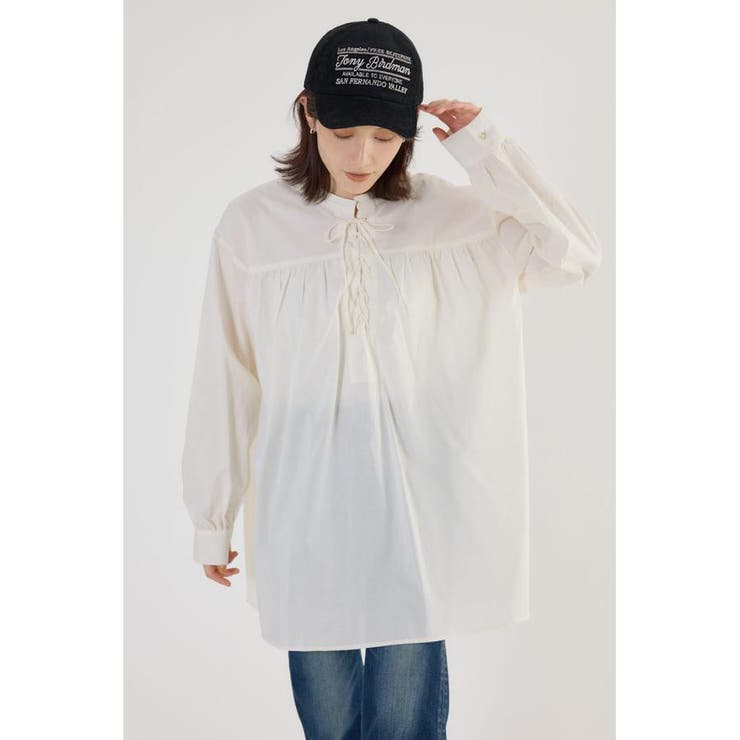 O/WHT1 | レースアップ2WAYブラウス | RODEO CROWNS WIDE BOWL