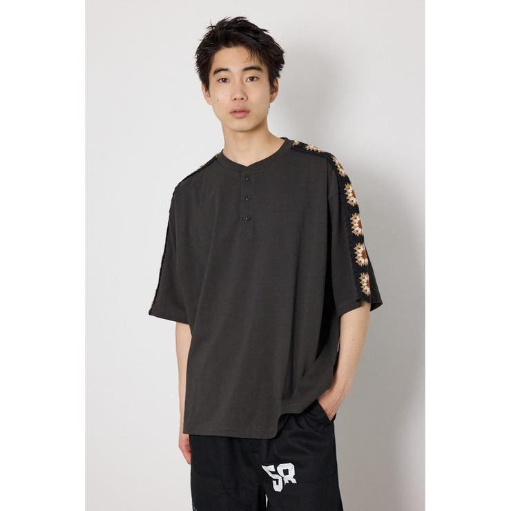BLK | クロシェラインヘンリーTシャツ | RODEO CROWNS WIDE BOWL