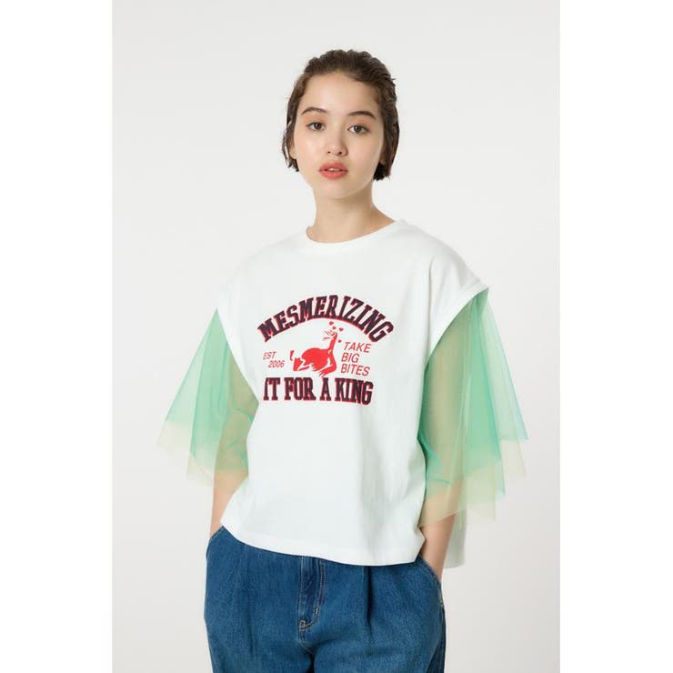 チュールスリーブカレッジTシャツ | RODEO CROWNS WIDE BOWL | 詳細画像1 