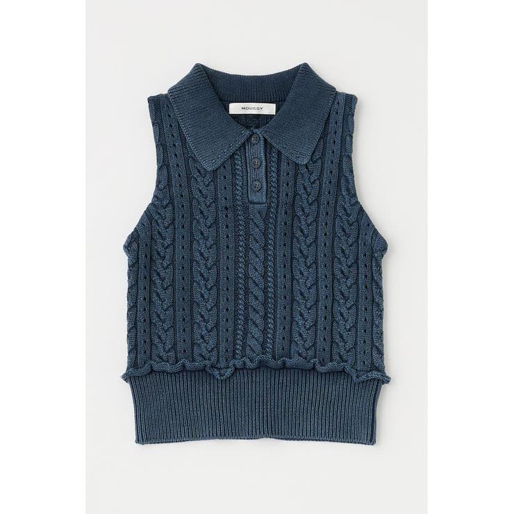 NVY | CABLE KNIT POLO タンク | MOUSSY OUTLET