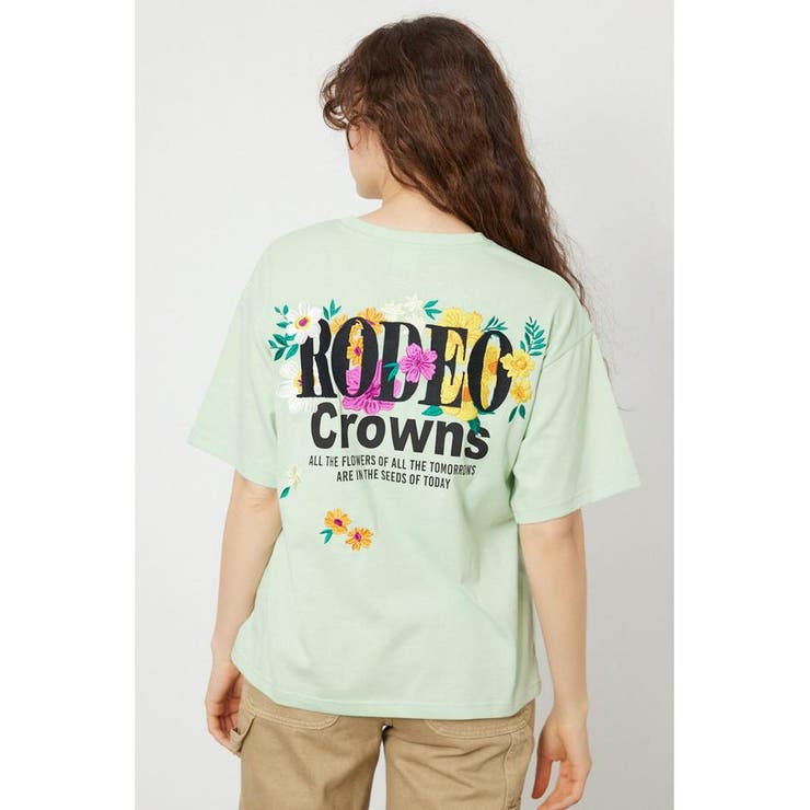 L/GRN1 | Flower Bloom Embroidery Tシャツ | RODEO CROWNS WIDE BOWL