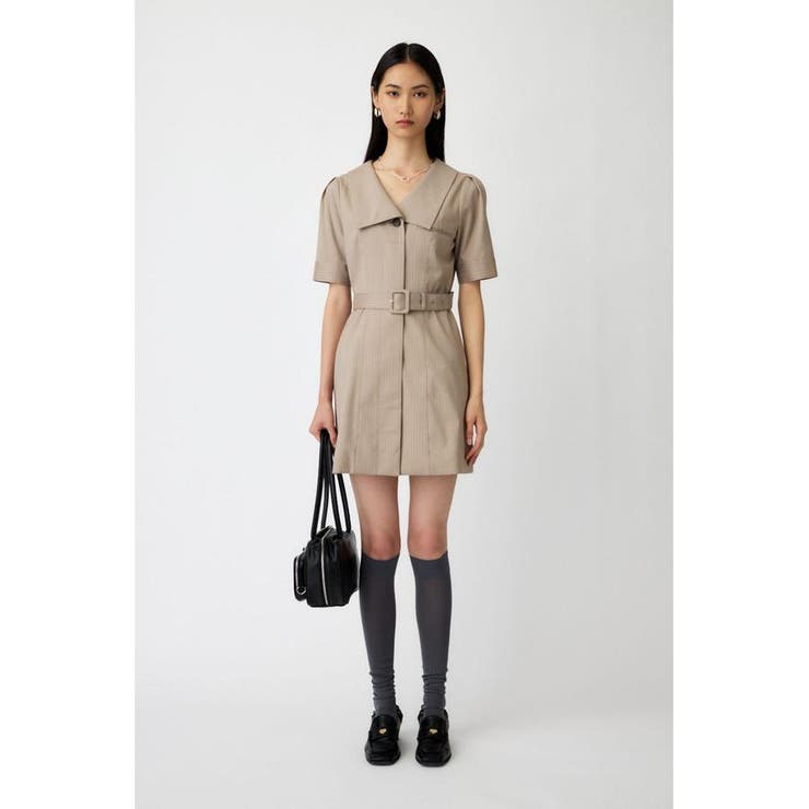 BEG | BIG COLLAR MINI ドレス | MOUSSY OUTLET