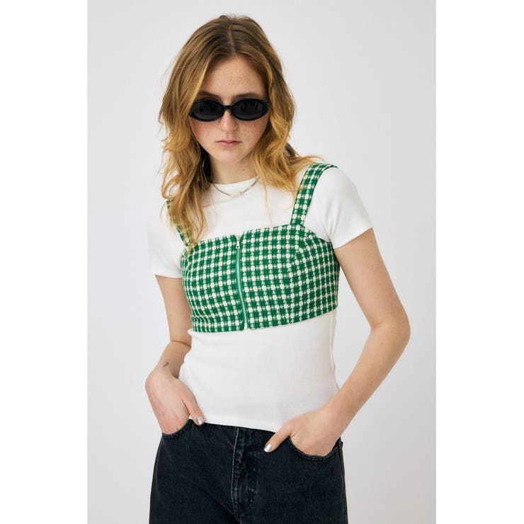 GRN | COMPACT TWEED ビスチェ | MOUSSY OUTLET