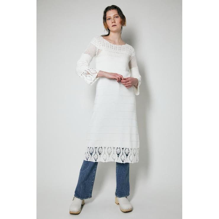 FLARE SLEEVE CROCHET ドレス | MOUSSY OUTLET | 詳細画像1 