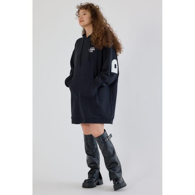 フェイクレザーパッチパーカーワンピース | RODEO CROWNS WIDE BOWL | 詳細画像3 