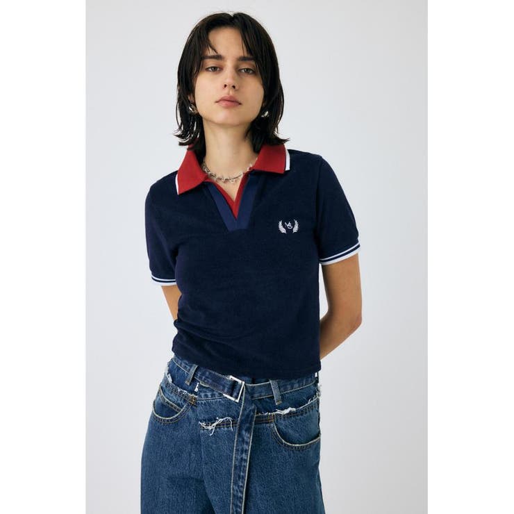 NVY | DOUBLE COLLAR PILE SKIPPER Tシャツ | MOUSSY OUTLET