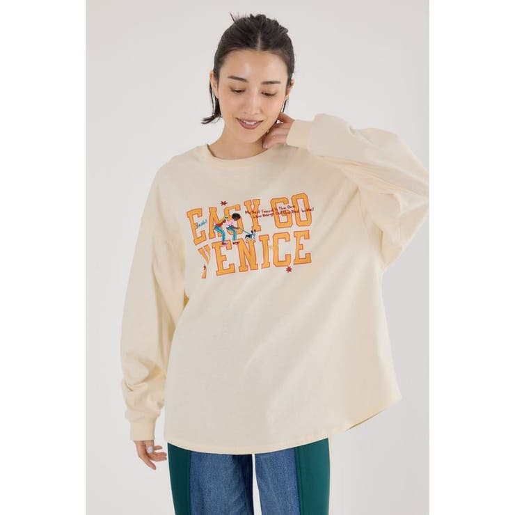 embroidery collegeロング Tシャツ | RODEO CROWNS WIDE BOWL | 詳細画像1 