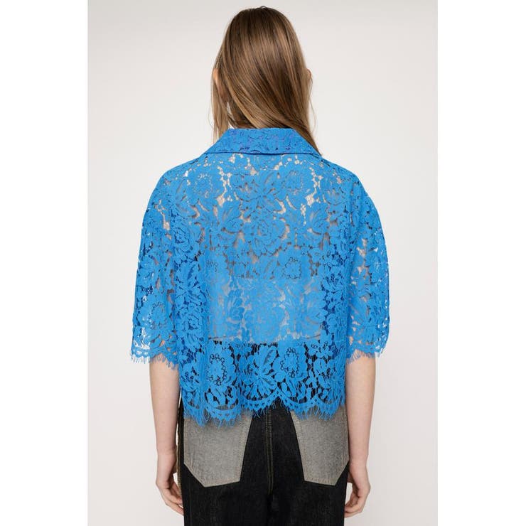 SLY - 新品 SLY SCALLOP LACE CROP シャツ レース 青 SCALLOP LACE CROP シャツ[品番：BJLW0025721]｜SLY OUTLET