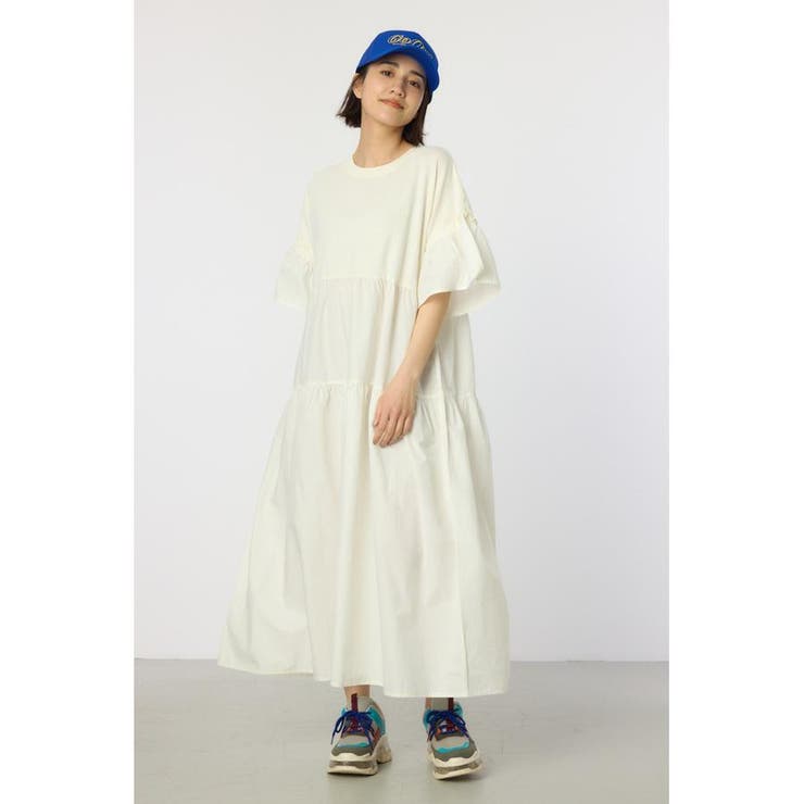 O/WHT1 | ピグメントドッキングティアードワンピース | RODEO CROWNS WIDE BOWL