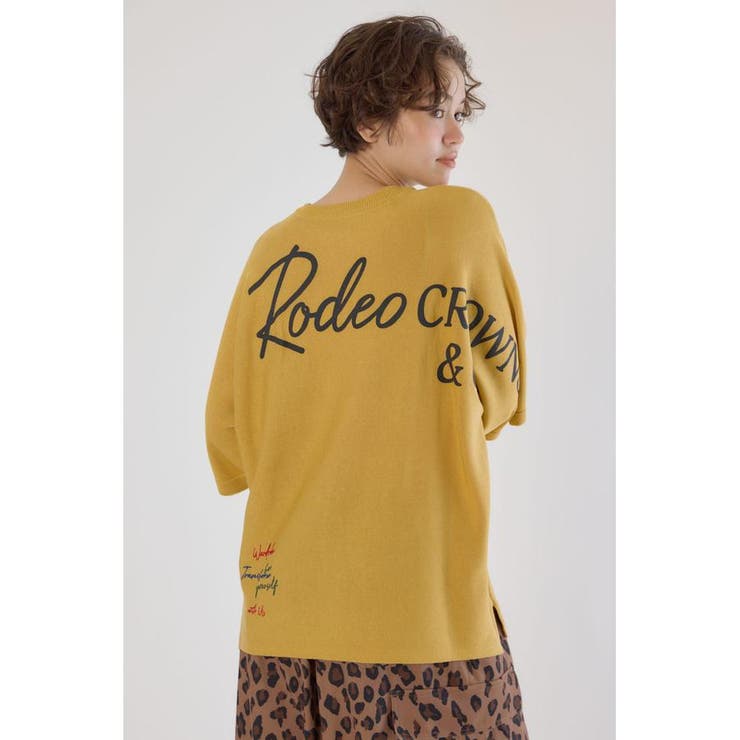 YEL | BIG LOGO5分袖ニットトップス | RODEO CROWNS WIDE BOWL